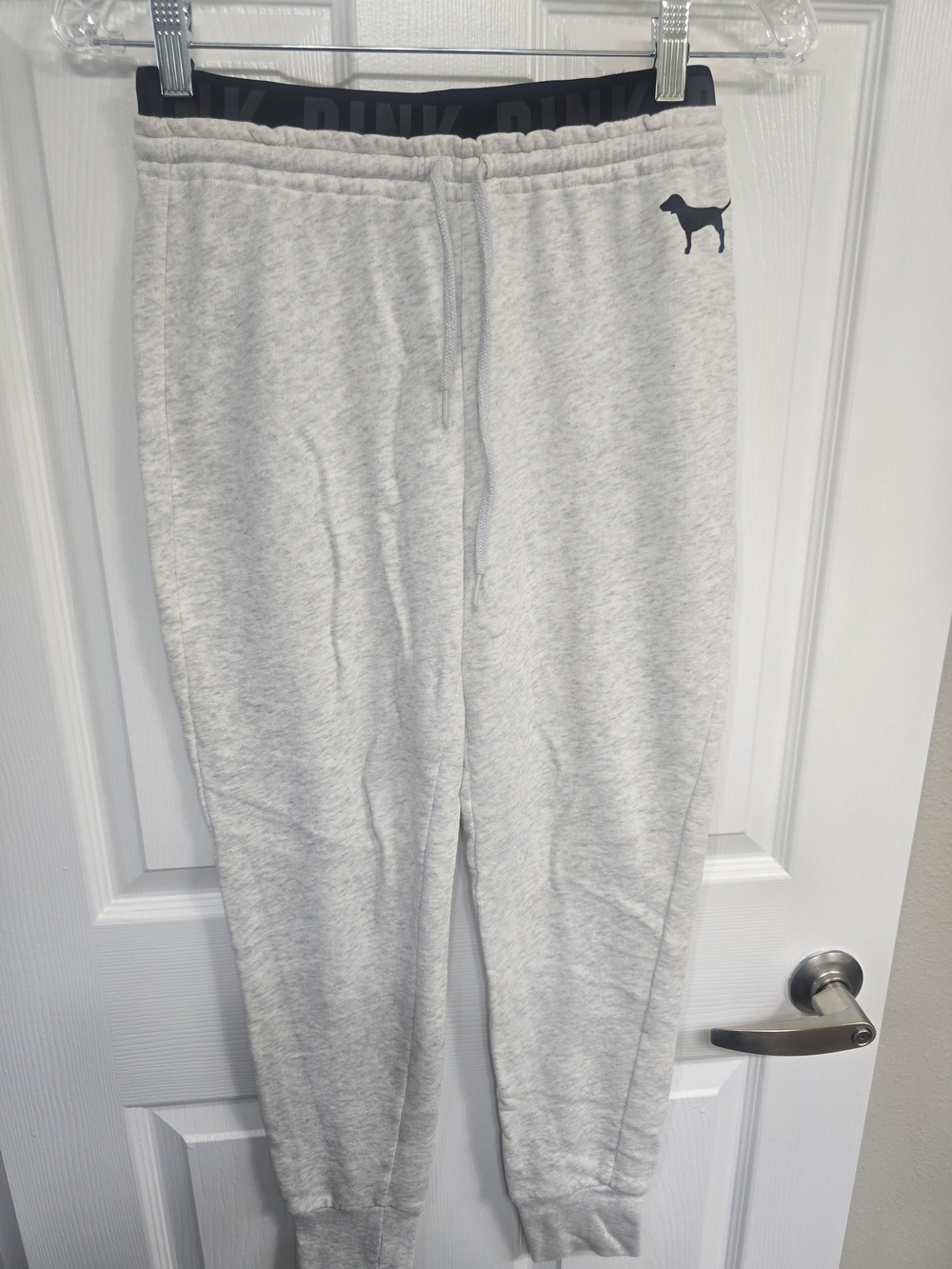 PINK Victoria's Secret Light Gray  Sweatpants with Black Waistband